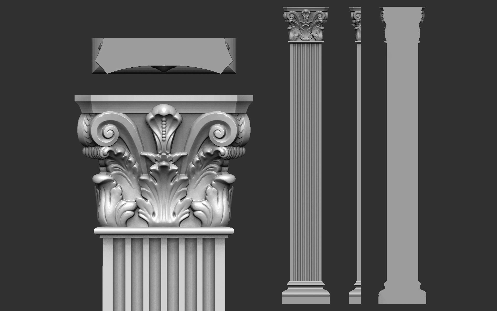 Columns Classical  Decoration N58- 57- 56 Low-poly 3D model_3