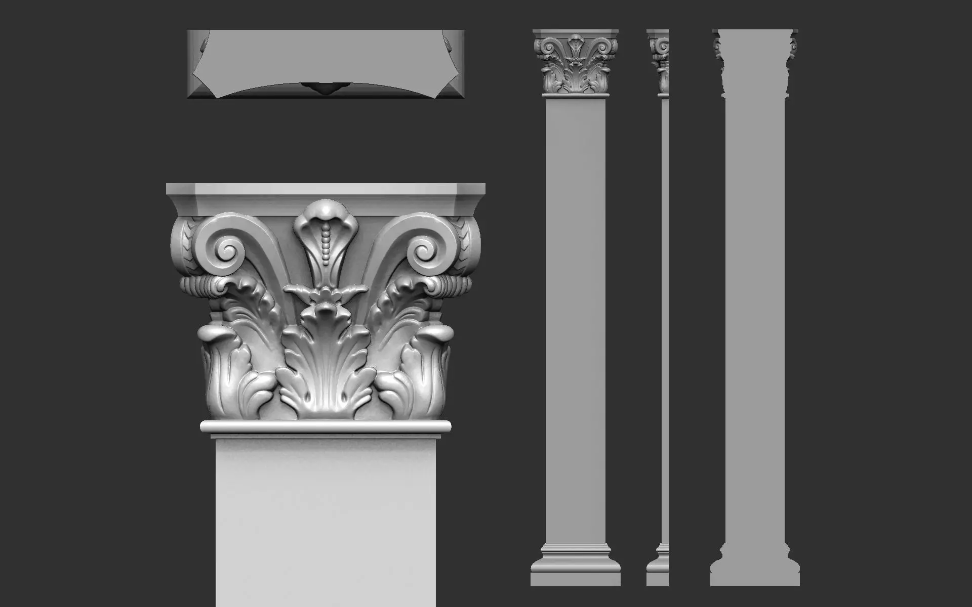 Columns Classical  Decoration N58- 57- 56 Low-poly 3D model_0