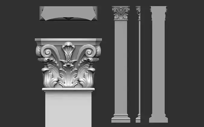 Columns Classical  Decoration N58- 57- 56 Low-poly 3D model