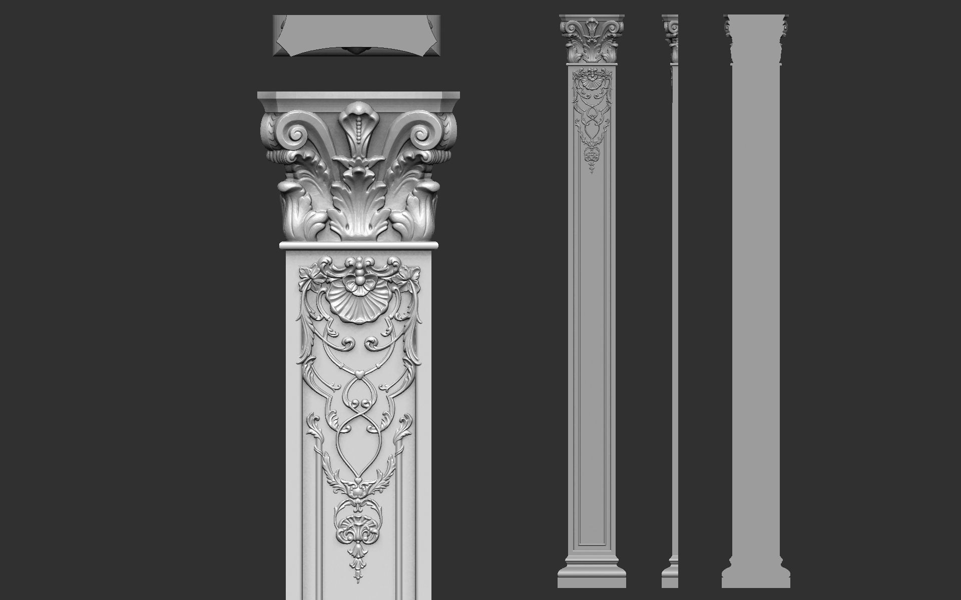 Columns Classical  Decoration N58- 57- 56 Low-poly 3D model_4