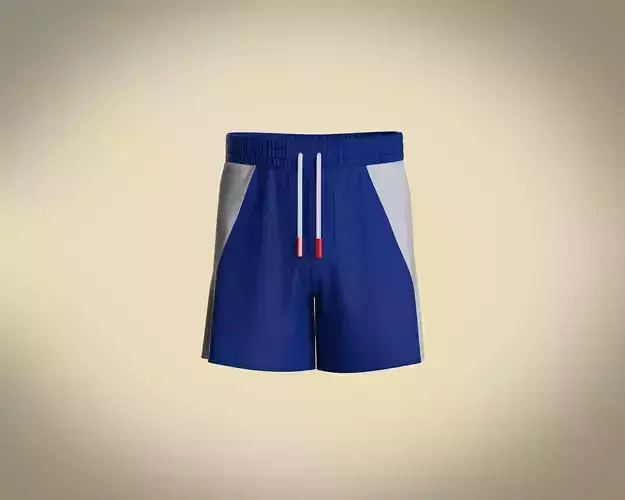 Mens swim shorts with cut and sew color blocking