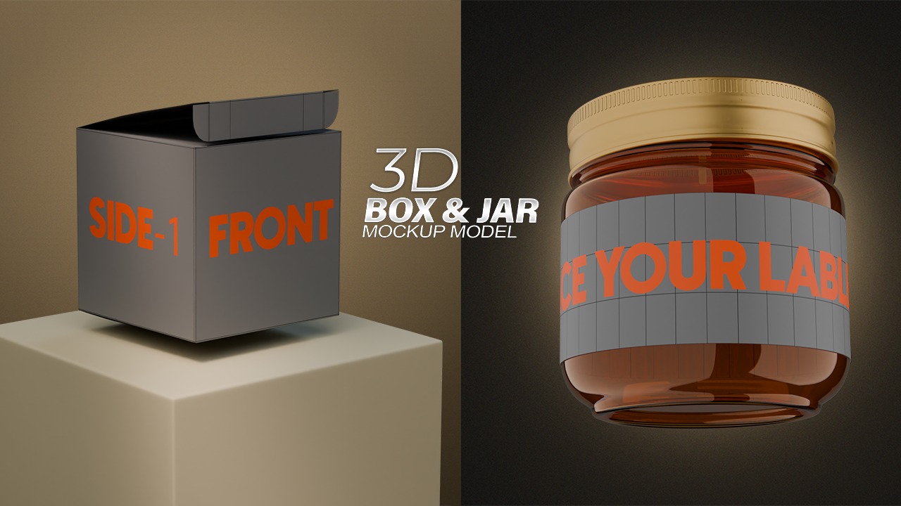 Customizable Jar and Packaging Box 3D Model 3D model_2