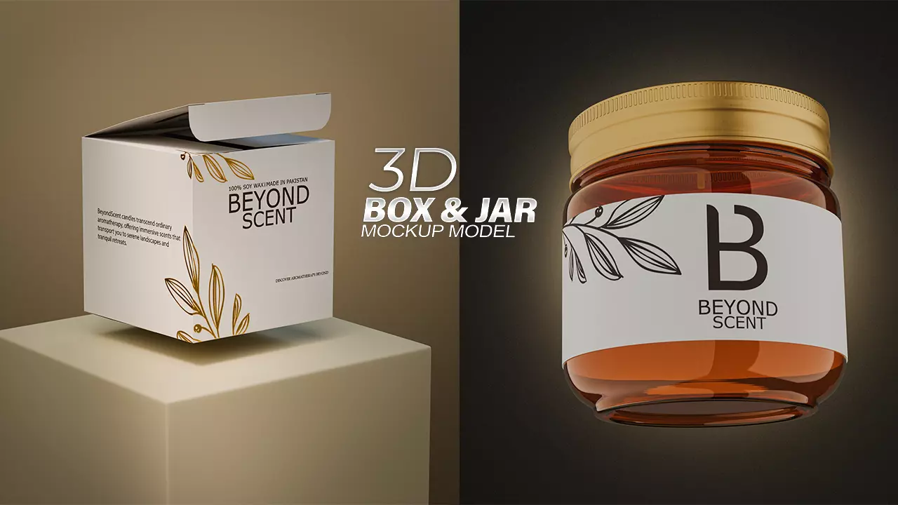 Customizable Jar and Packaging Box 3D Model 3D model_0