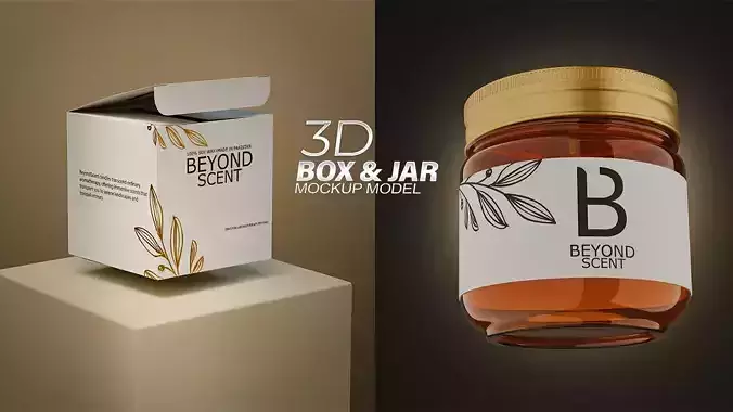 Customizable Jar and Packaging Box 3D Model 