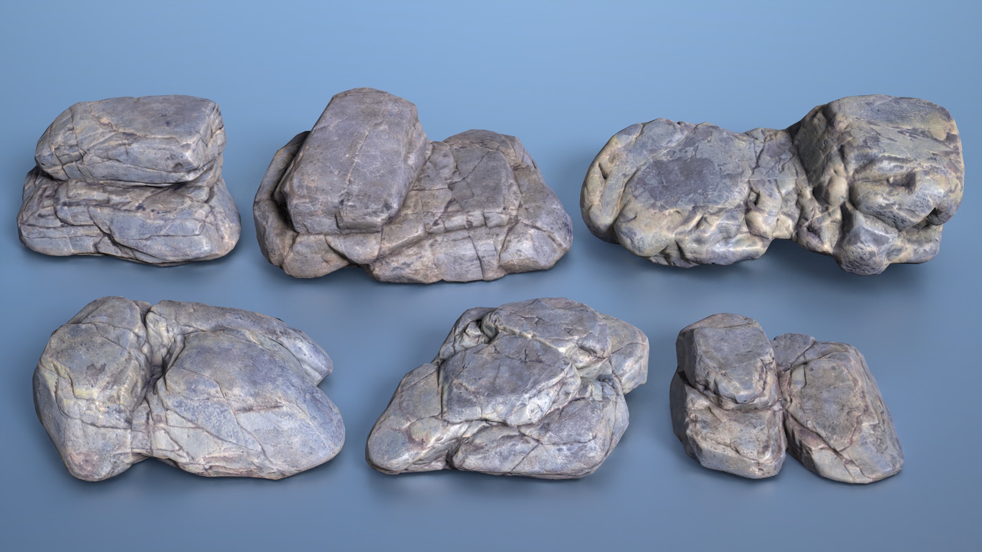 6 Boulder Rocks - 240823 Low-poly 3D model_1