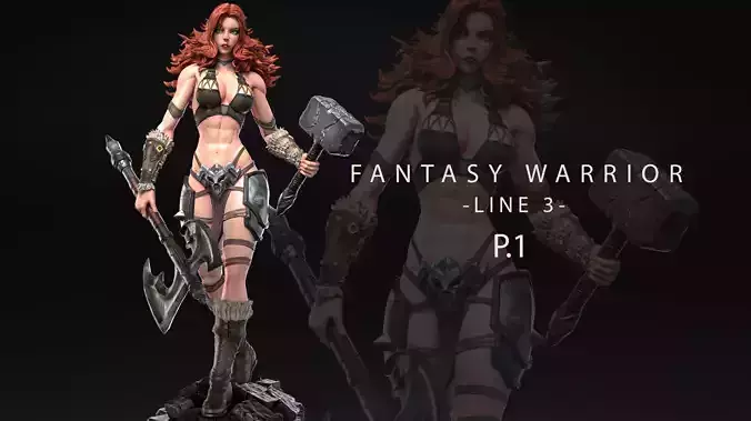 Fantasy Warrior - Line 3 - F1 - 3D print model