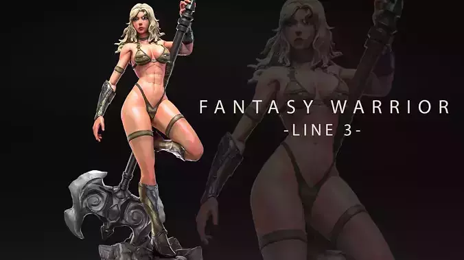 Fantasy Warrior - Line 3 - F2 -  3D print model