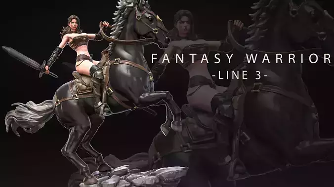 Fantasy Warrior - Line 3 - F4 - 3D print model