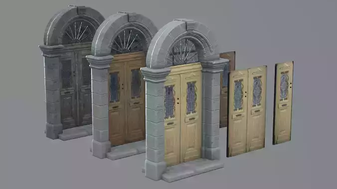 Wooden Door unpainted game asset