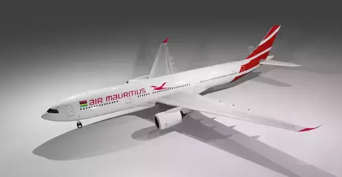 Air Mauritius airbus a330-900neo with cockpit Low-poly 3D model