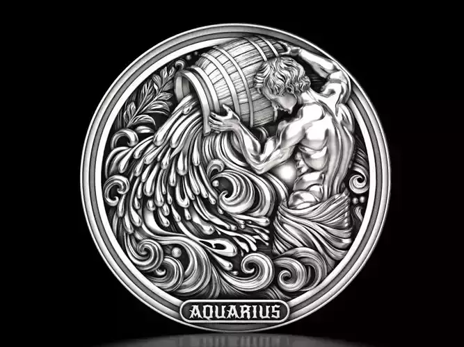 Aquarius zodiac Jewelry pendant 3D print model