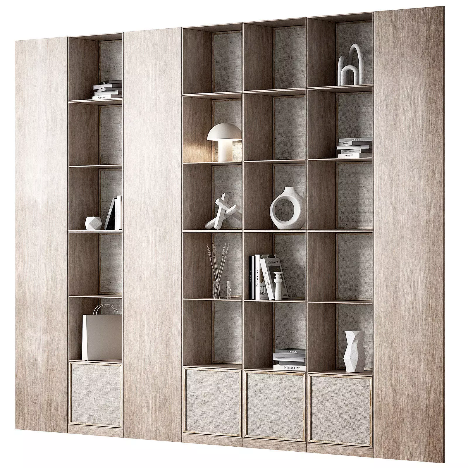 Modular Shelving 3 Wood Color Options 3D model