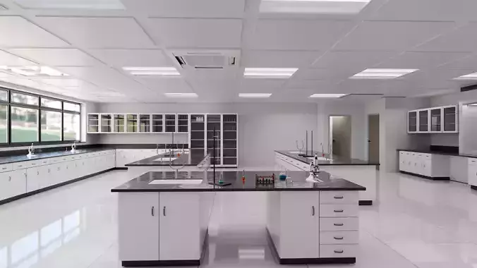 High School Laboratory  Low-poly 3D model