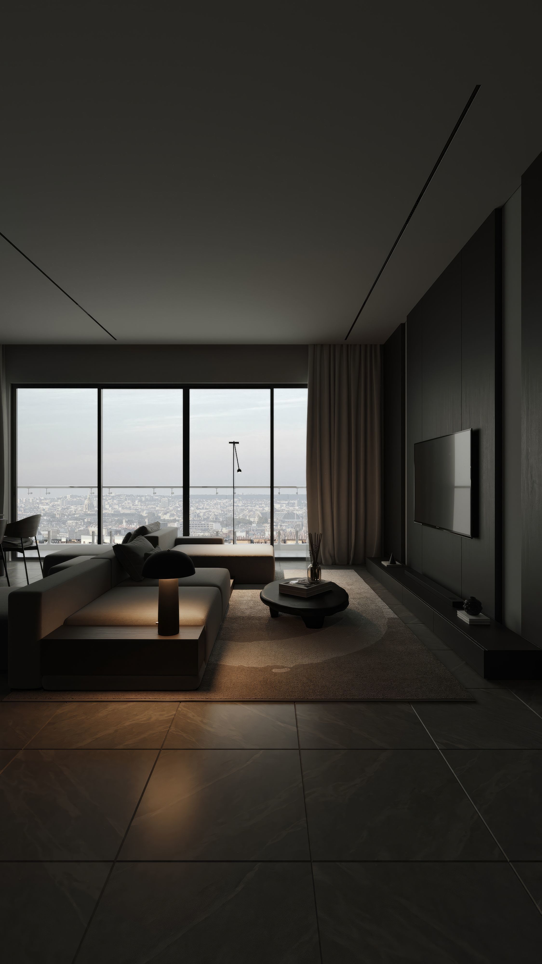 Dark interior scene 3D model_2