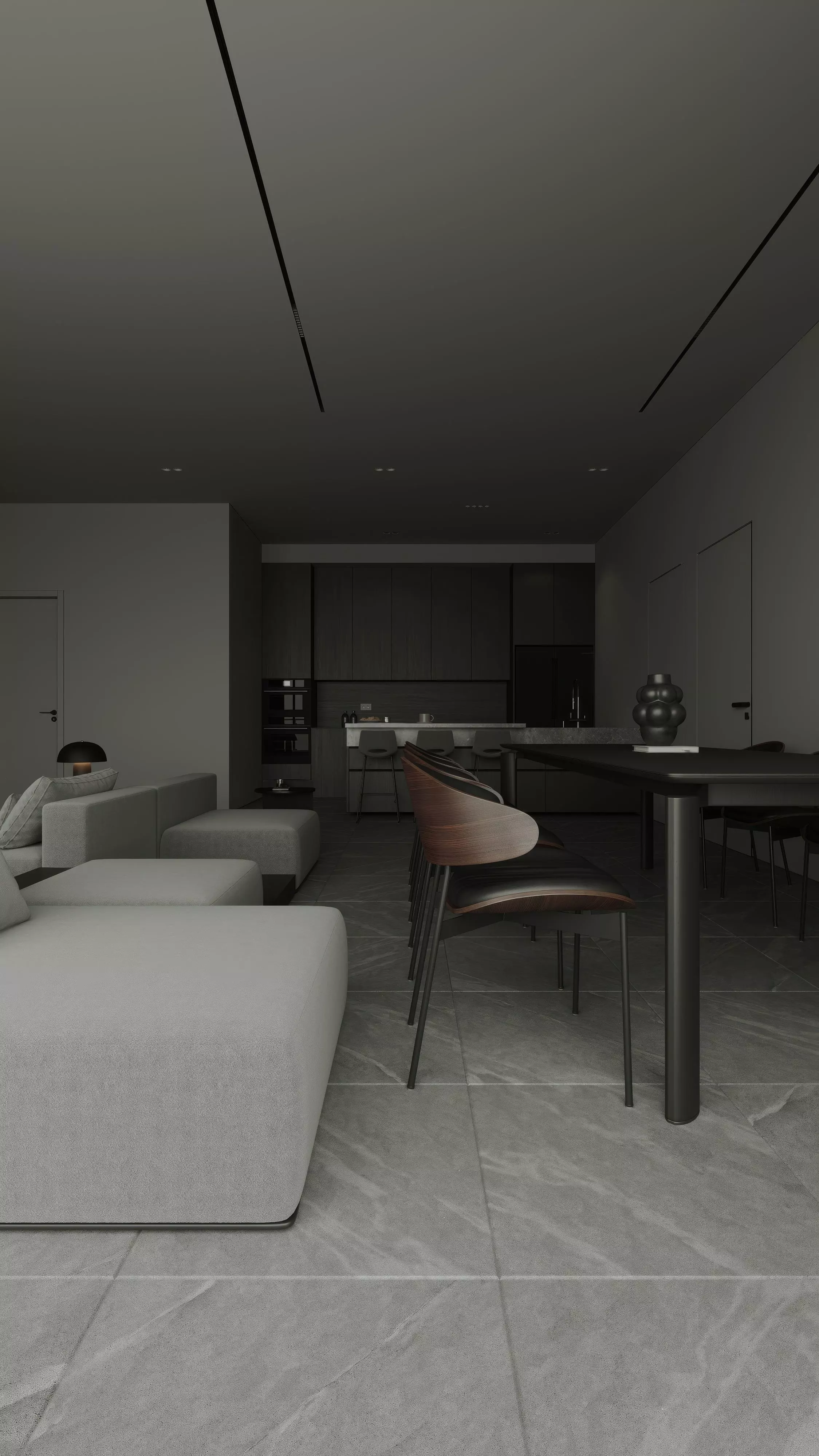 Dark interior scene 3D model_0