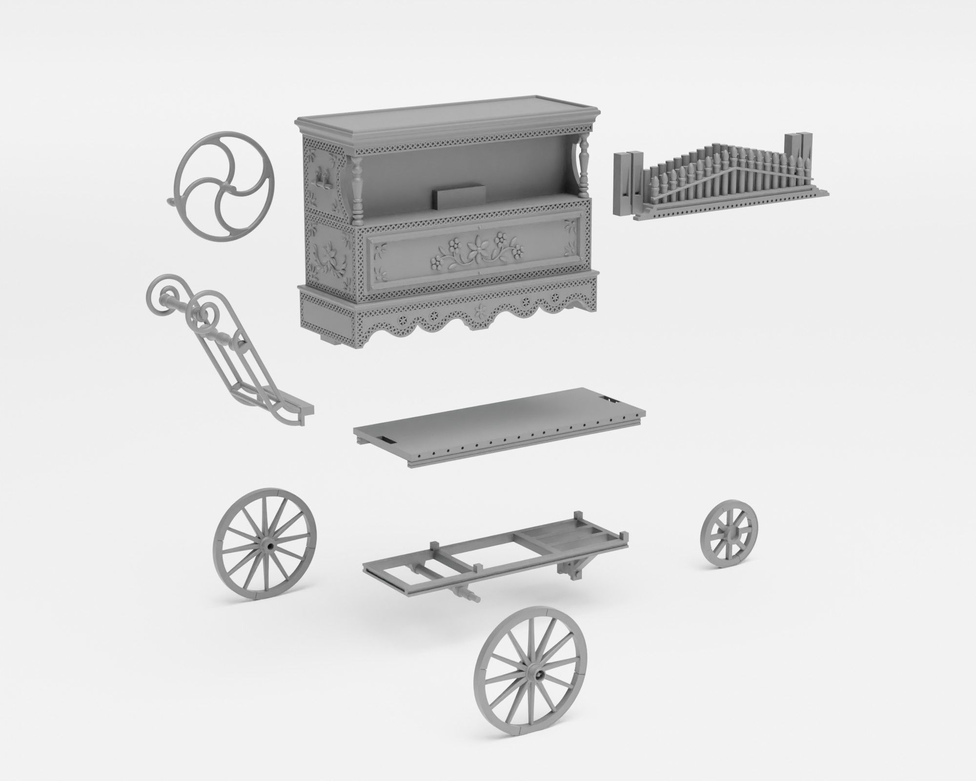 Barrel organ - 1-35 scale model kit - Supported 3D print model_6