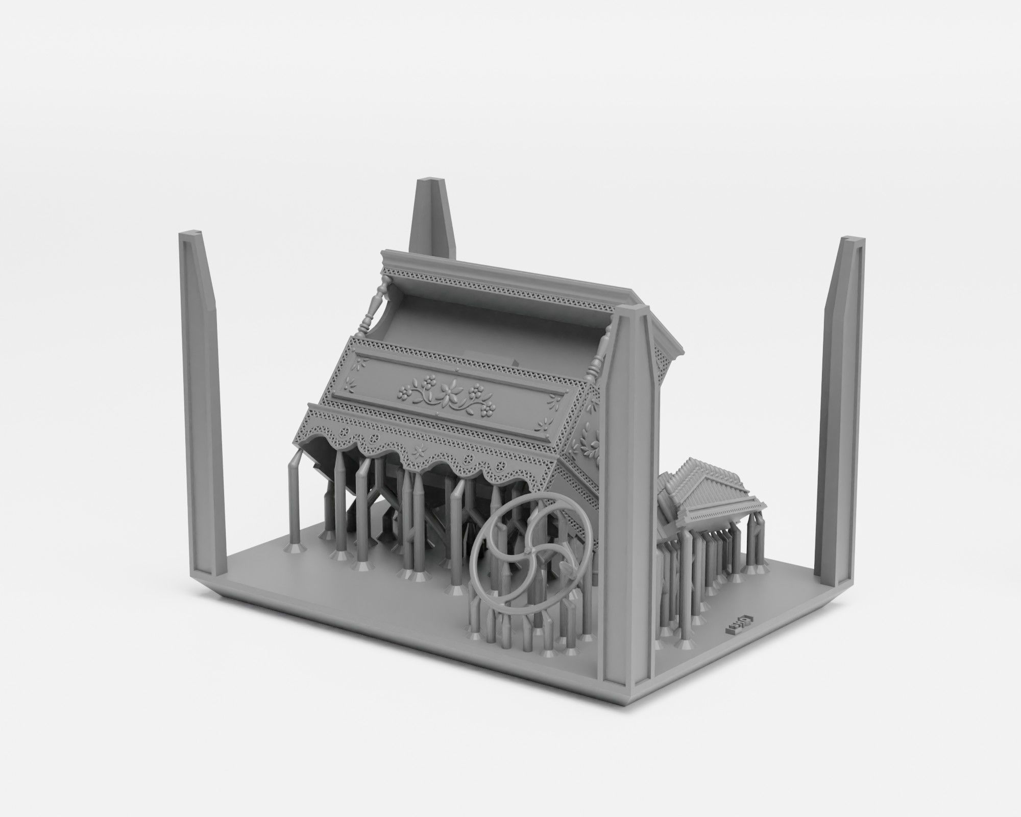 Barrel organ - 1-35 scale model kit - Supported 3D print model_4
