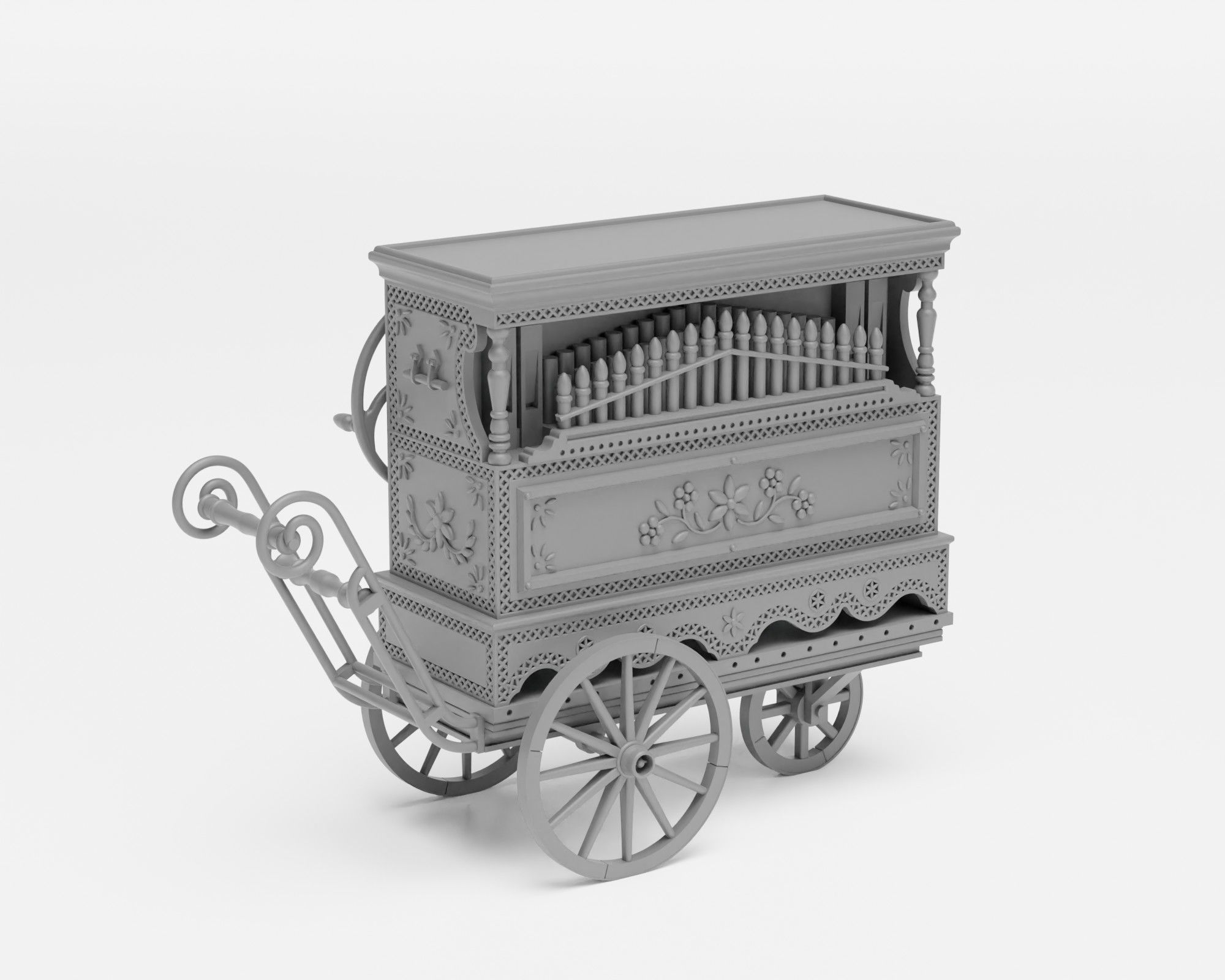 Barrel organ - 1-35 scale model kit - Supported 3D print model_3