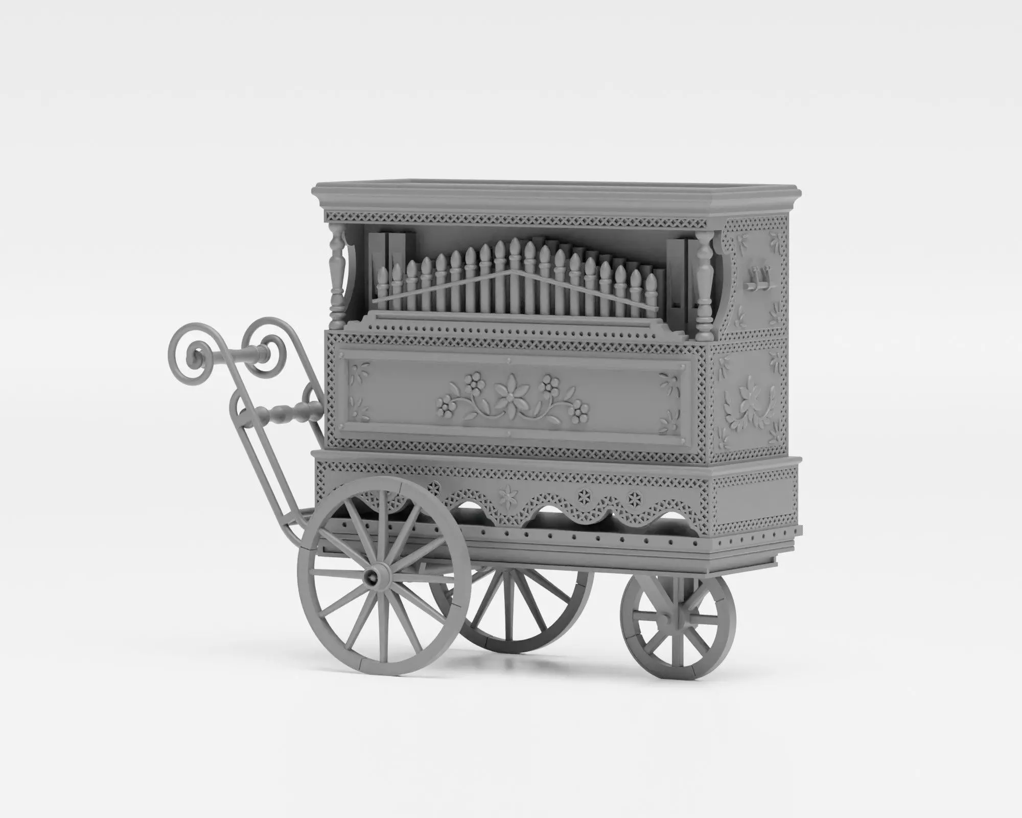 Barrel organ - 1-35 scale model kit - Supported 3D print model_0