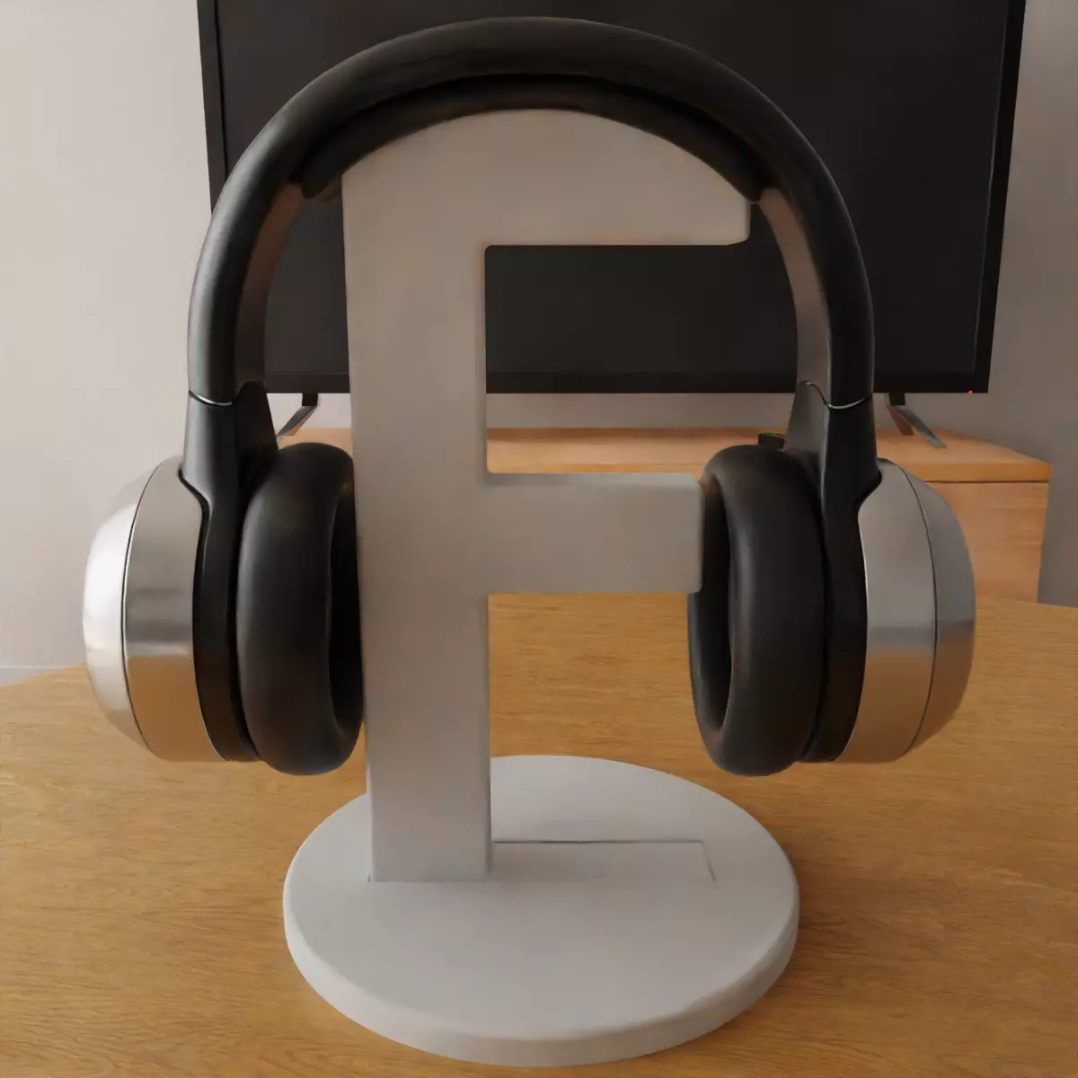 headphone holder stand letter F 3D print model_0