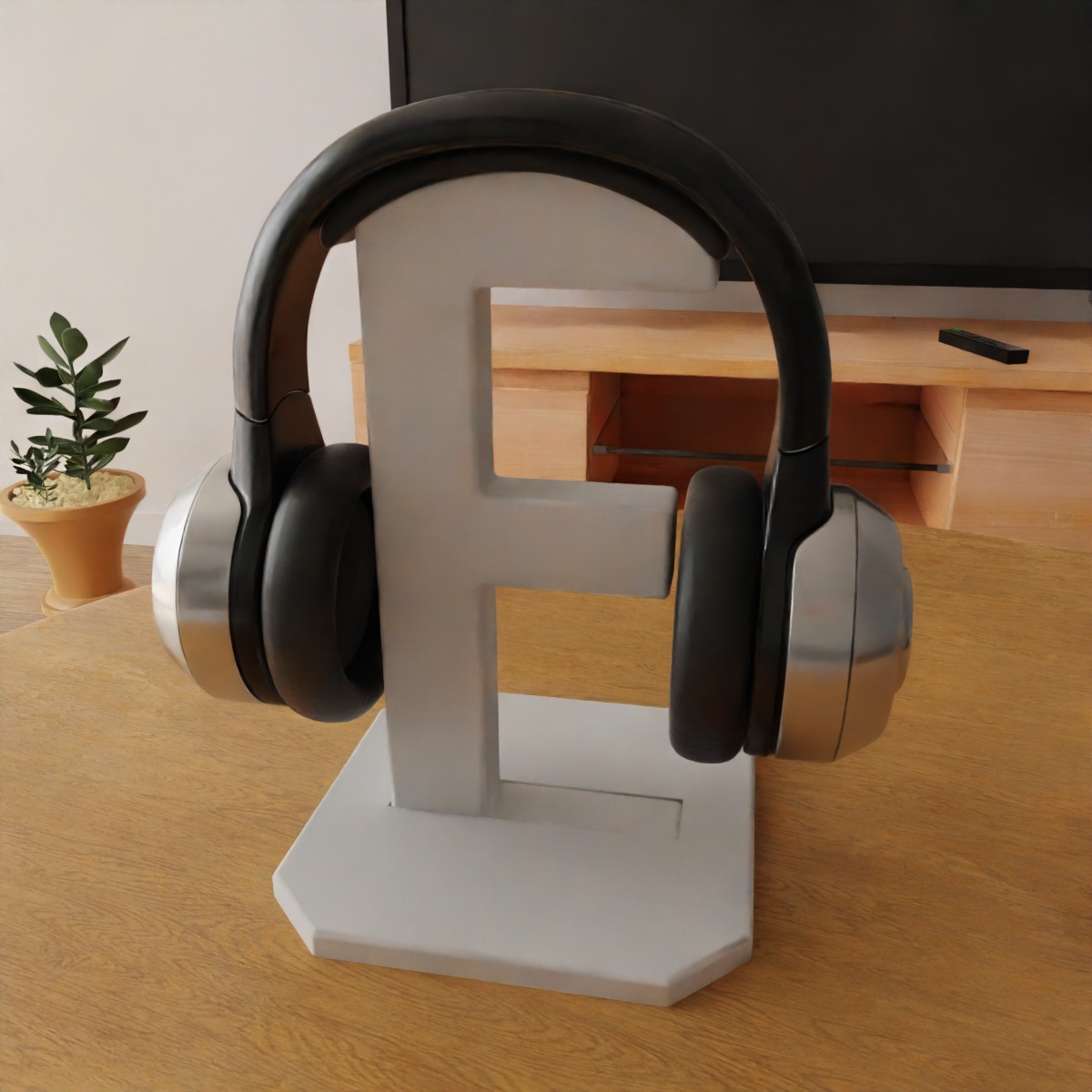 headphone holder stand letter F 3D print model_2