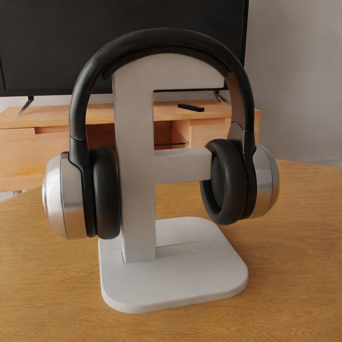 headphone holder stand letter F 3D print model_1