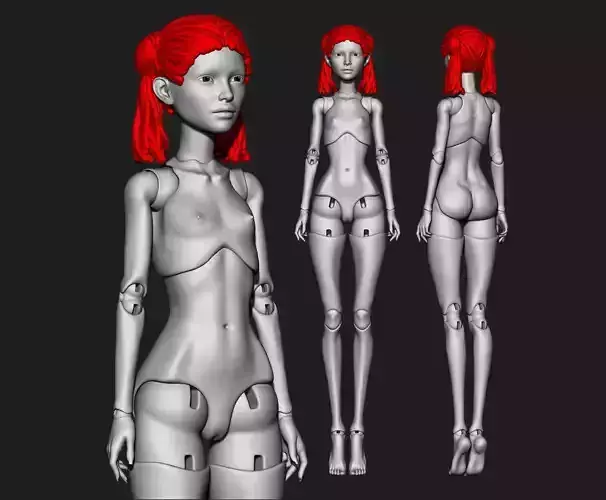 bjd doll 3D model woman bjd doll Female figurines 