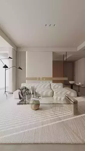 Interior scene kitchen and livingroom