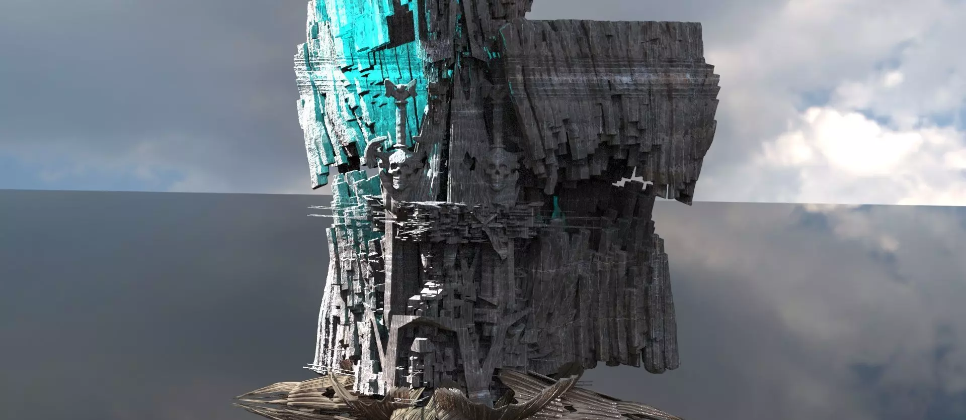 Skeletor cliff array 3D model_0