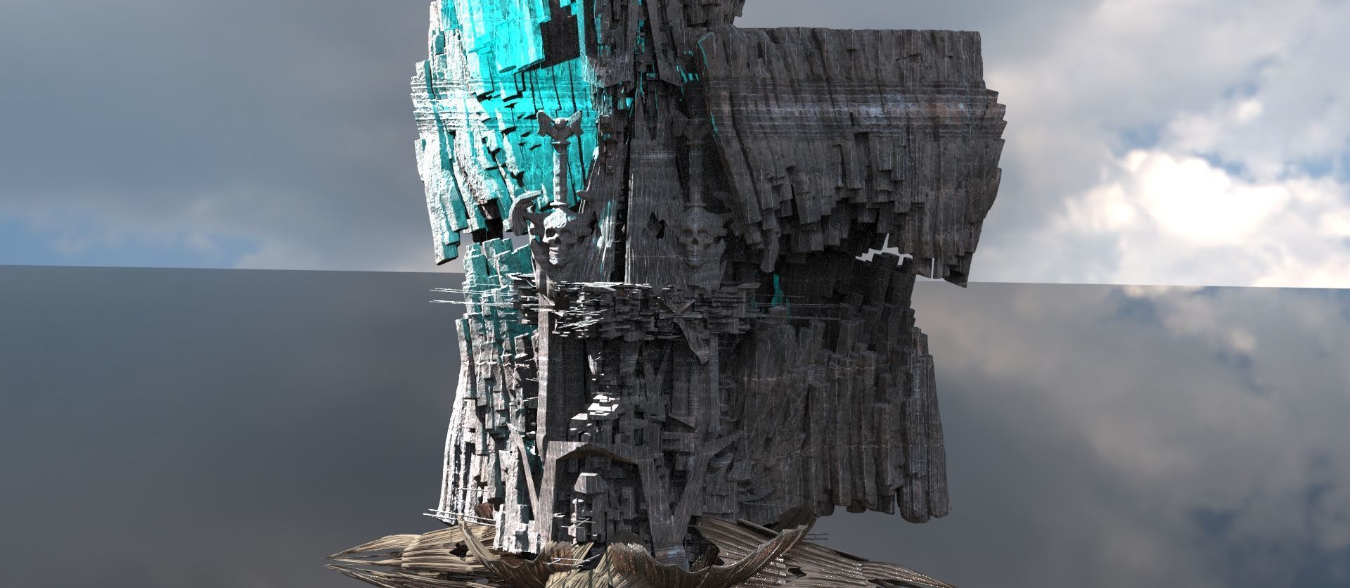 Skeletor cliff array 3D model_1