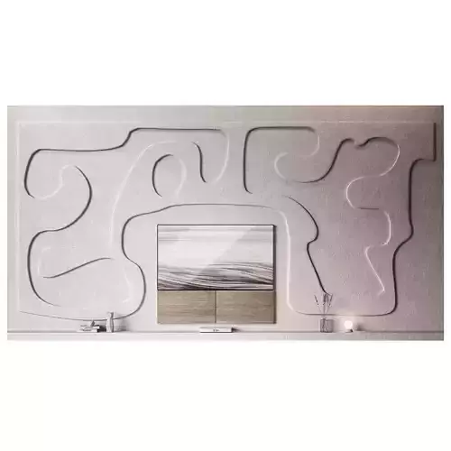 Tv wall kit Modern minimal Wavy shape composition