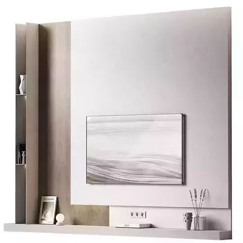 Tv wall kit Modern minimal wood Glowing screen