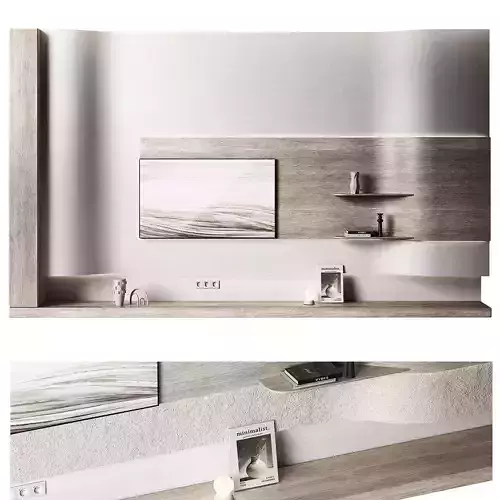 Tv wall kit Modern minimal wood Glowing screen