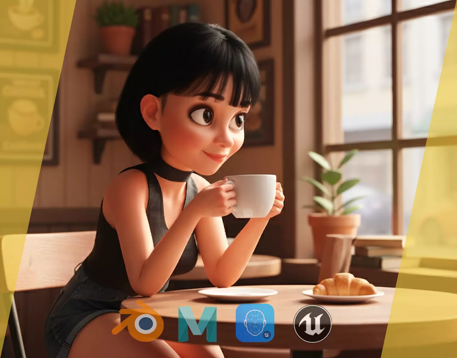 cartoon cute Woman Stylized Low-poly 3D model