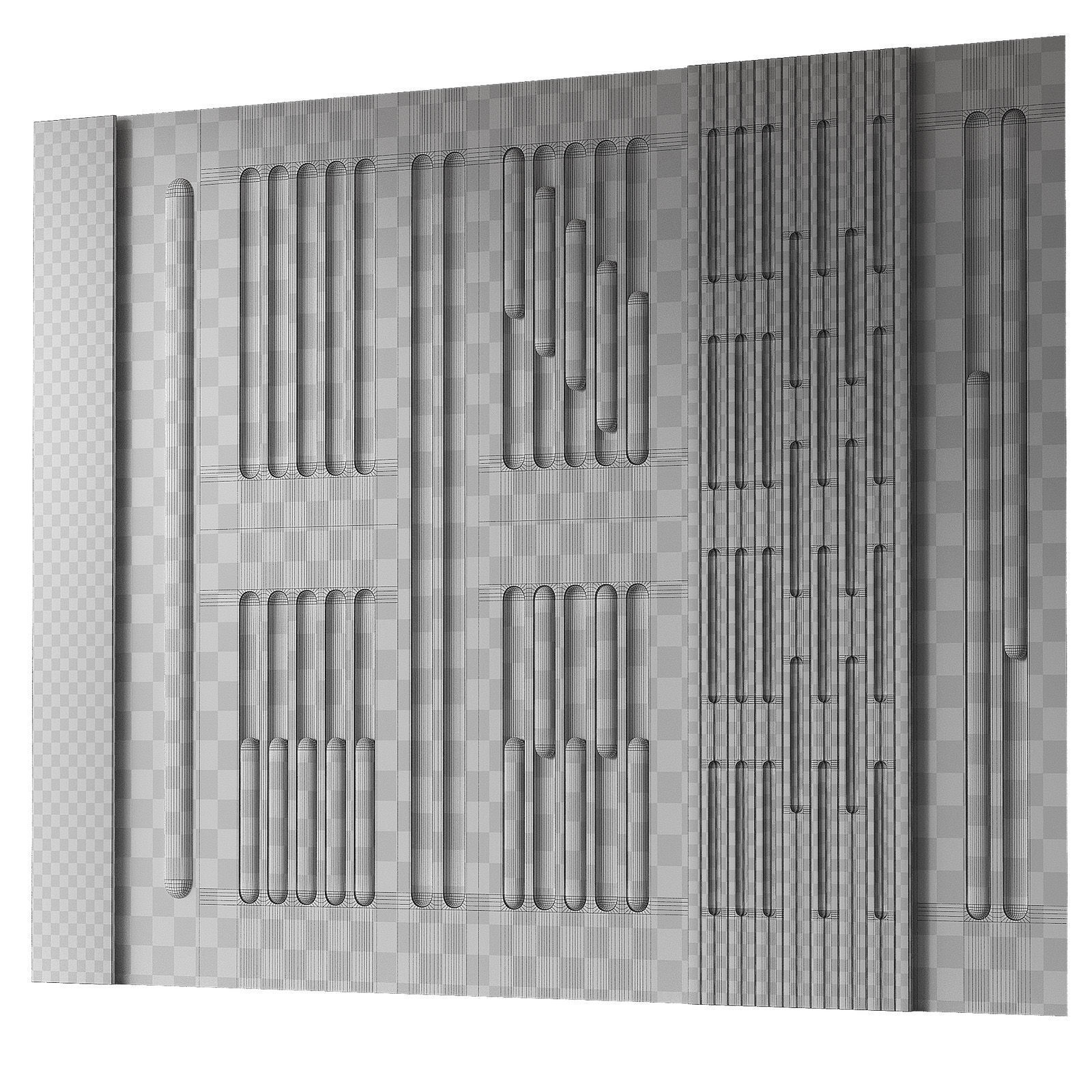 Geometric Wall Panels Semi-circle round arches pattern 3D model_5