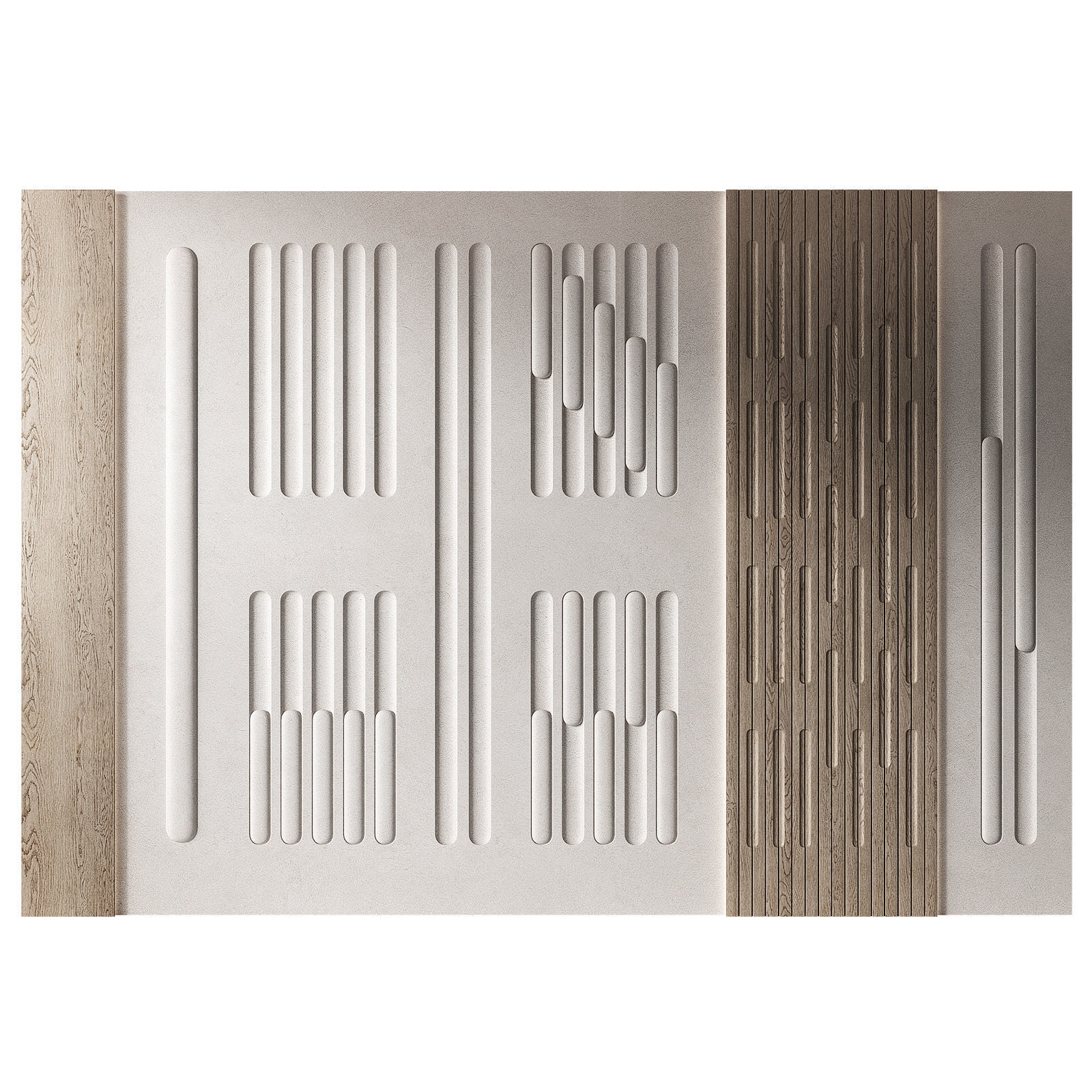 Geometric Wall Panels Semi-circle round arches pattern 3D model_1