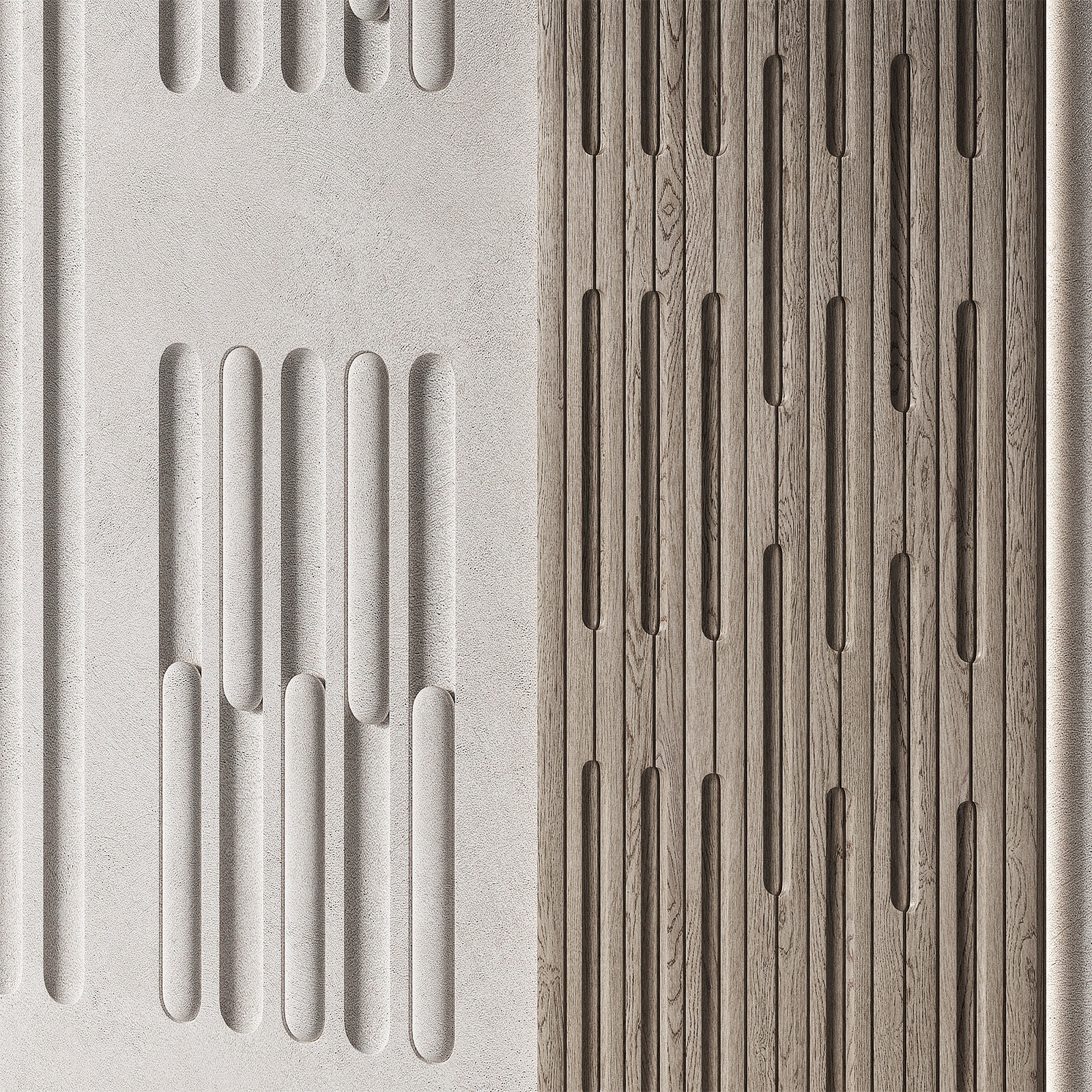 Geometric Wall Panels Semi-circle round arches pattern 3D model_2