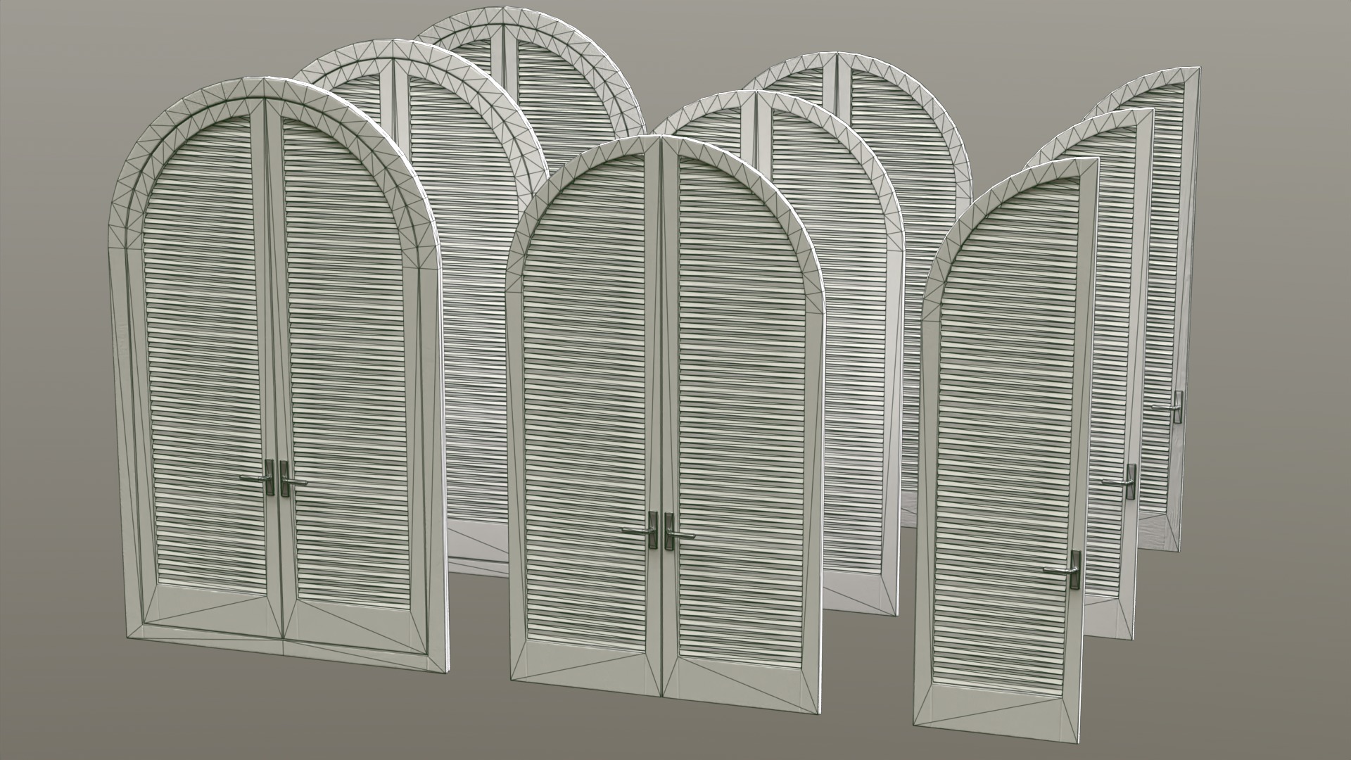 Louvered Wooden Door - 3 type of textures Low-poly 3D model_3