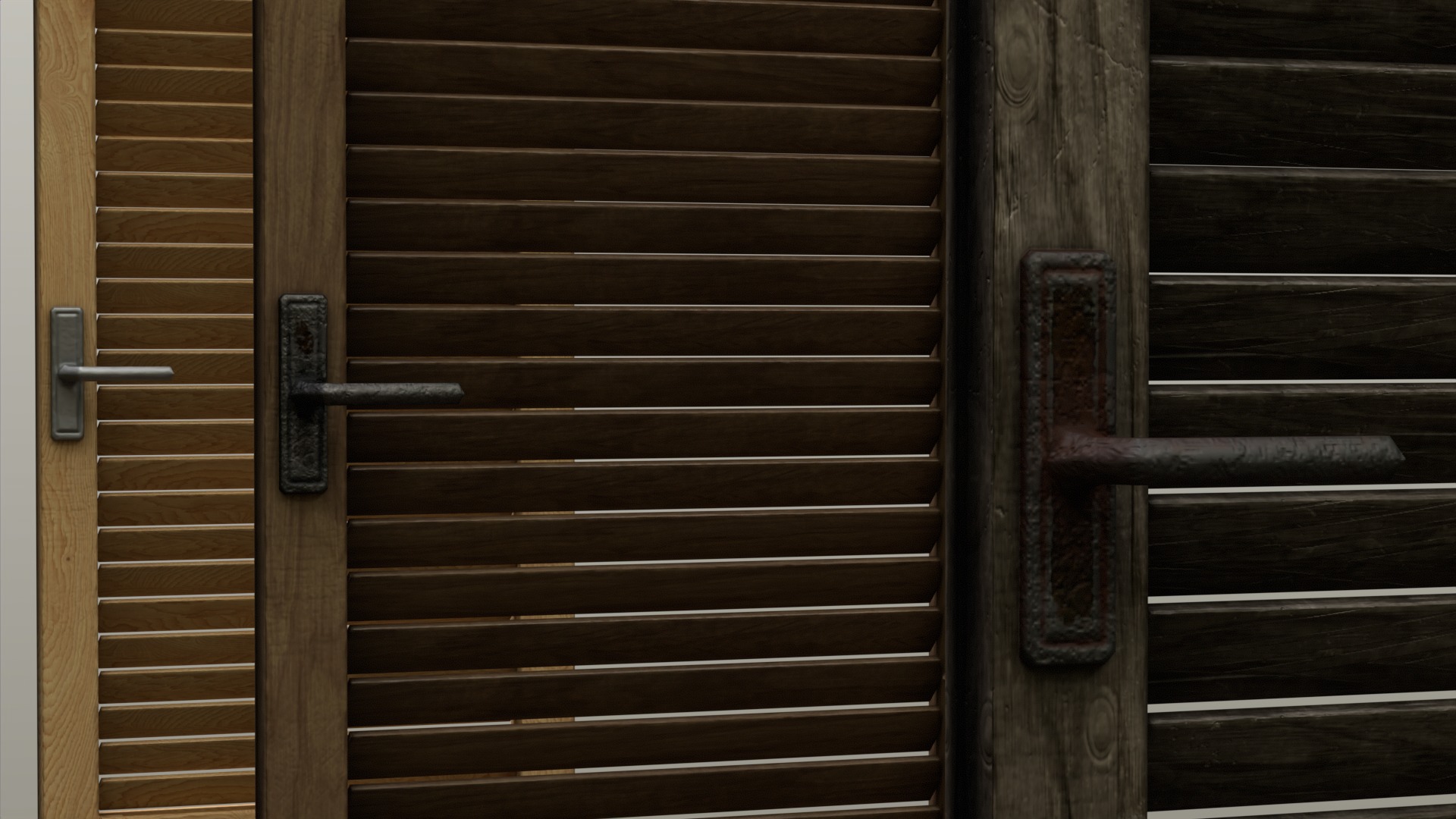 Louvered Wooden Door - 3 type of textures Low-poly 3D model_2