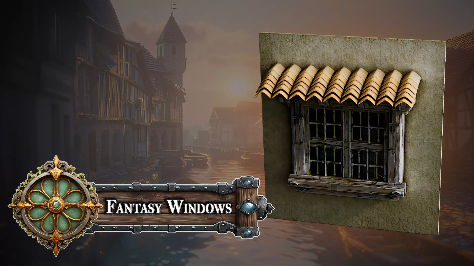 Fantasy Medieval Stylized Window - Mediterranean Tile Roof 3D model