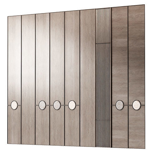 Modular wall panels 3 wood color options 3D model 2