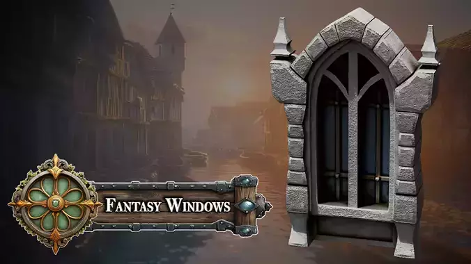 Fantasy Medieval Stylized Window - Gothic Spire Frame 3D model