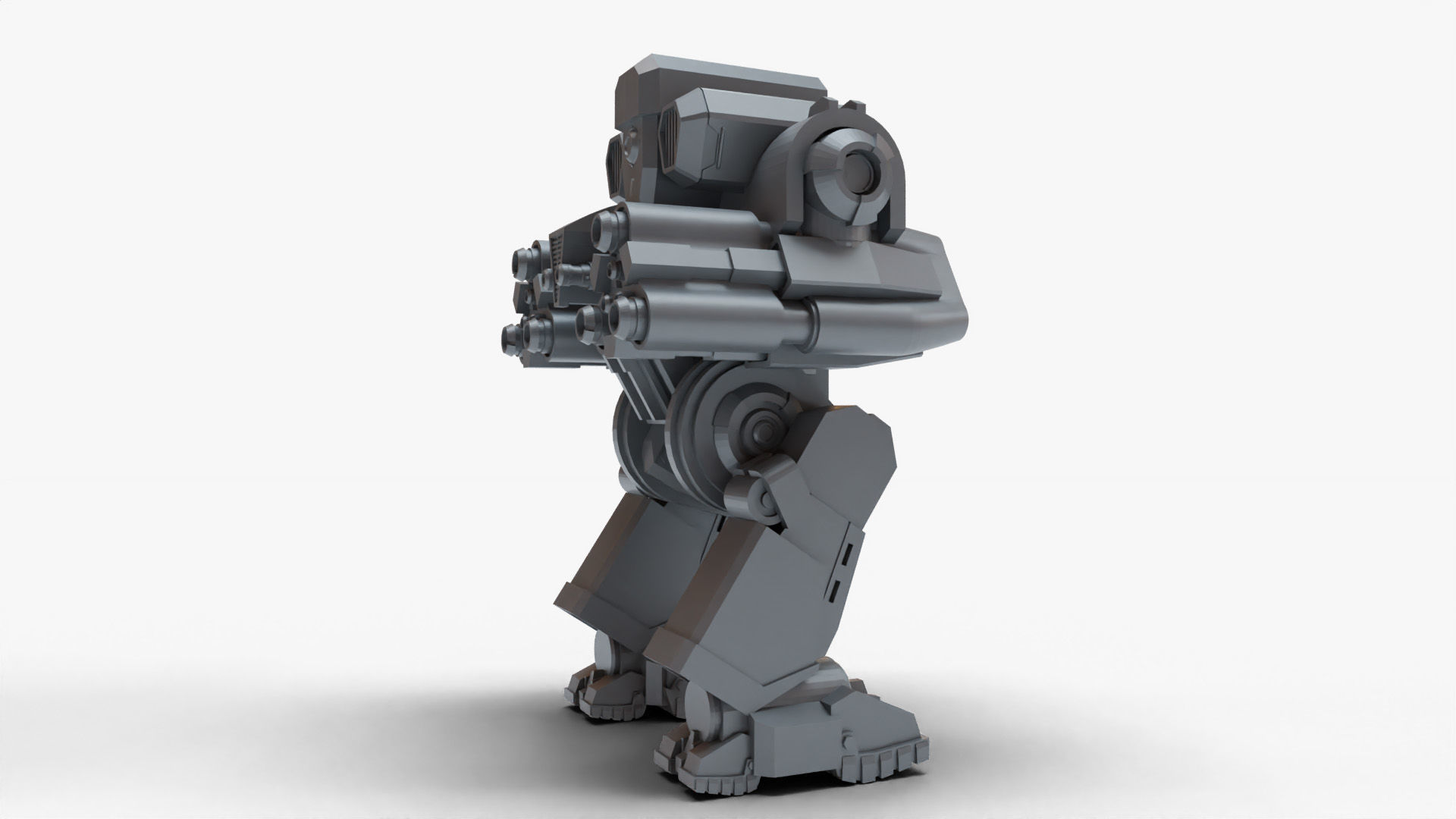 robot gun mech 3D print model_4