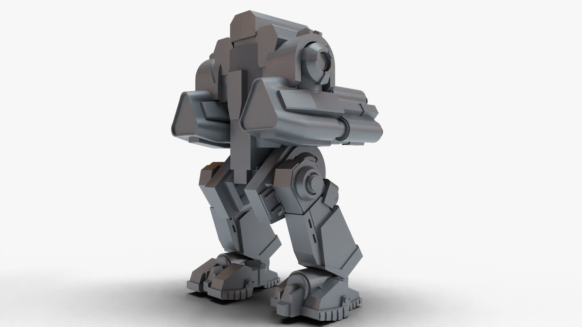 robot gun mech 3D print model_2