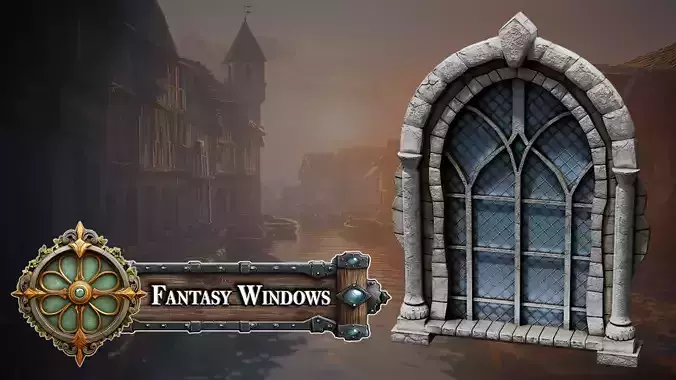 Fantasy Medieval Stylized Window - Grand Cathedral Arch 3D model