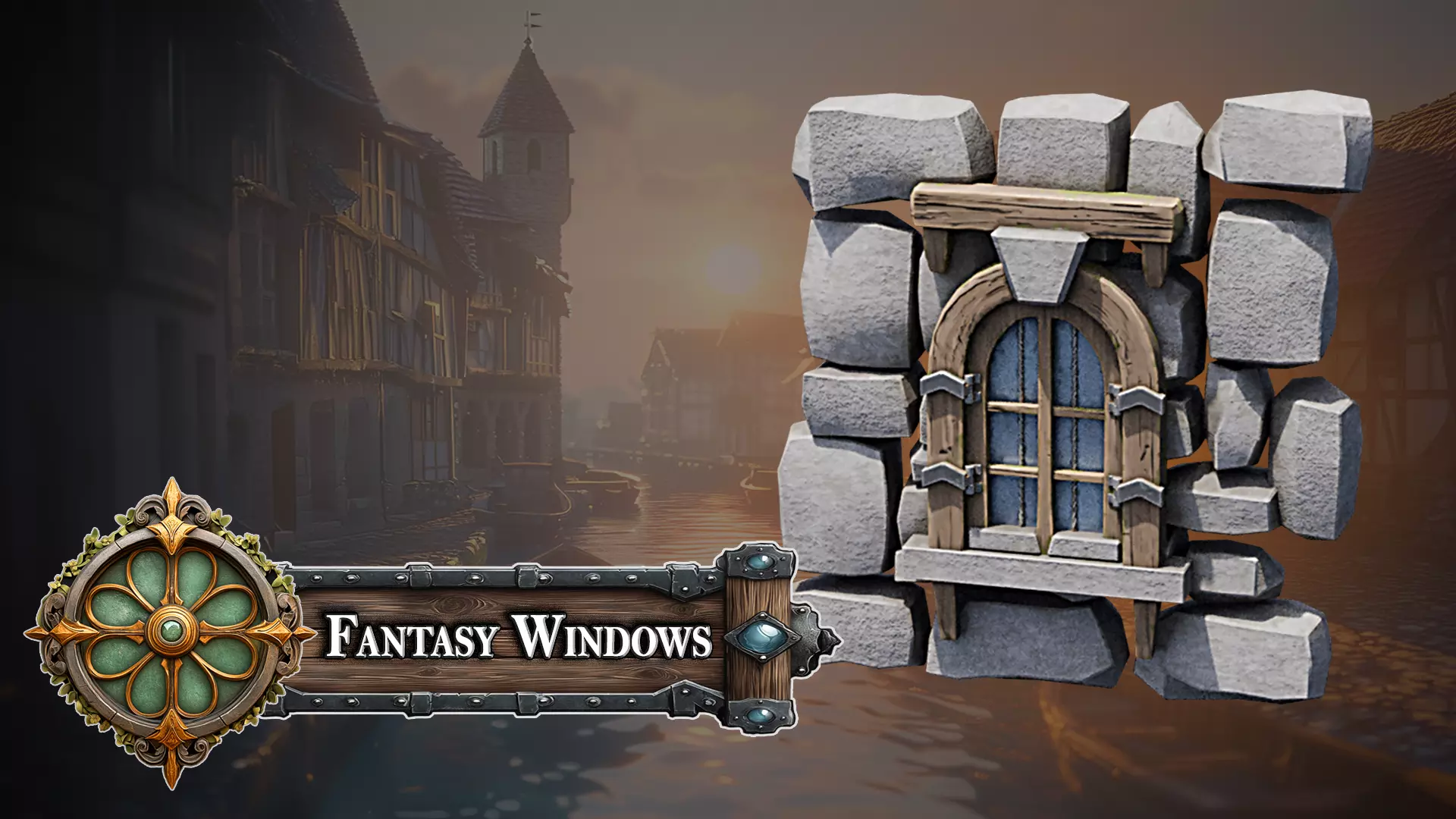 Fantasy Medieval Stylized Window - Rustic Stone Fortress 3D model
