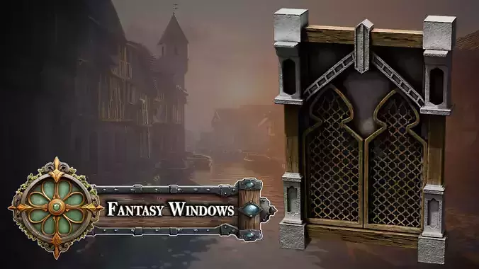 Fantasy Medieval Stylized Window - Ornate Castle Screen 3D model