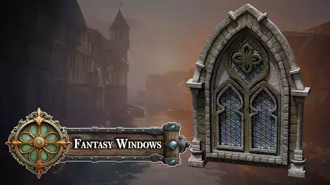 Fantasy Medieval Stylized Window - Grand Abbey Arch 3D model