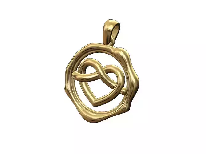 Open heart knot wax seal pendant charm