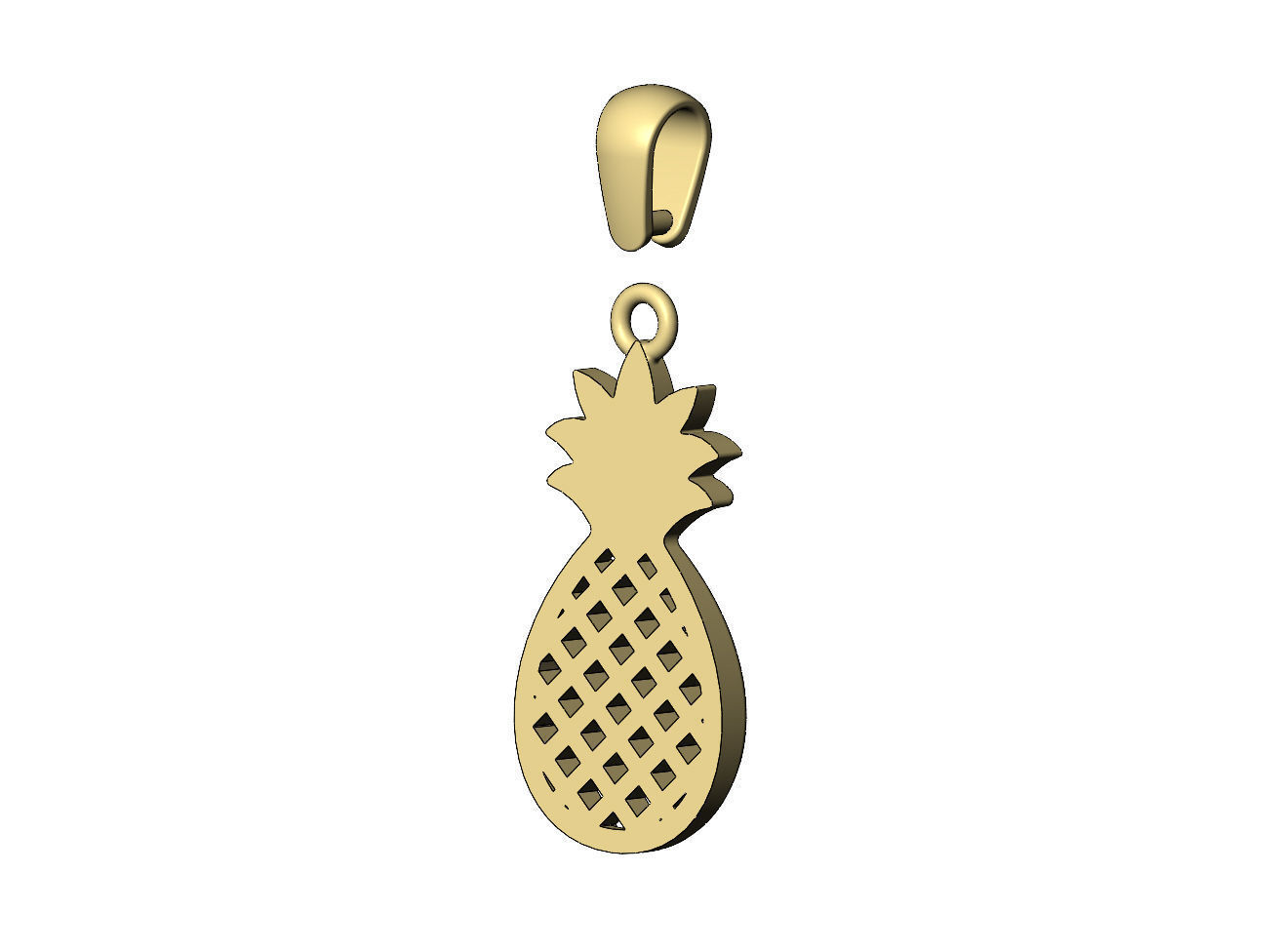 Simple Pineapple Ananas fruit pendant charm 3D print model_11